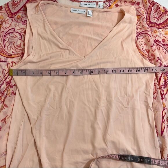 New Susan Graver Sheer Chiffon Scarf Top with Knit Tank | Size M - Picture 13 of 15